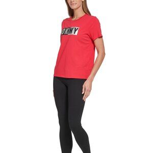 NWT DKNY Sport Women's Ski Patrol Short Sleeve Logo Tee Red Size M $50 6C086